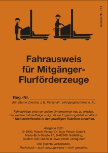 Fahrausweis für Mitgänger-Flurförderzeuge